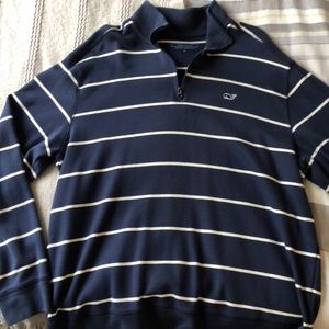 Blue with white stripe quarter zip pullover